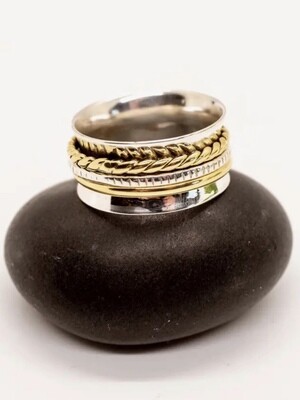 Sterling Silver Mixed Metal Spinner Ring - RB62
