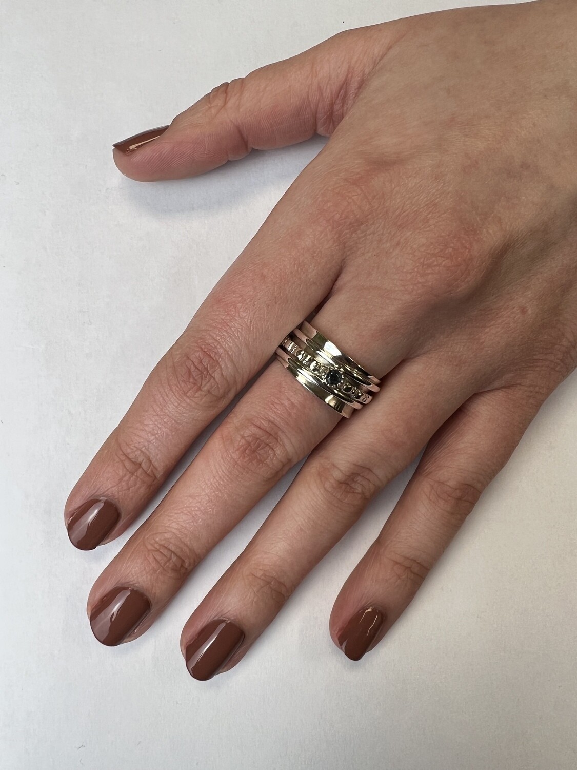 Sterling Silver Triple Stone Spinner Ring - RB63