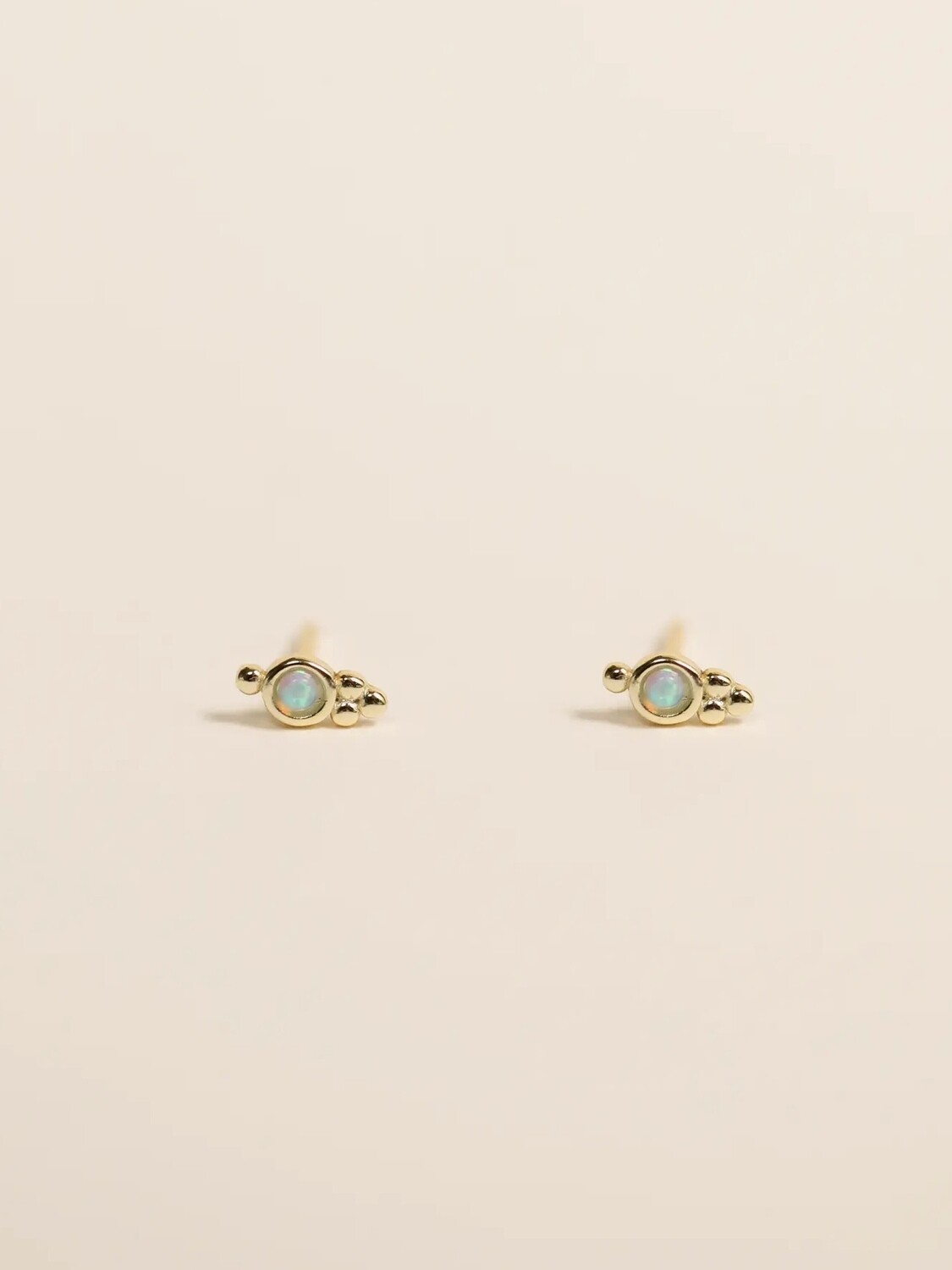 Fire Opalescent Tri Ball Post Earrings in 14kt Gold Over Sterling Silver - JK99
