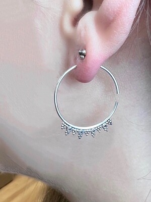 Sterling Silver Delicate Filigree 25mm Hoops - EB41