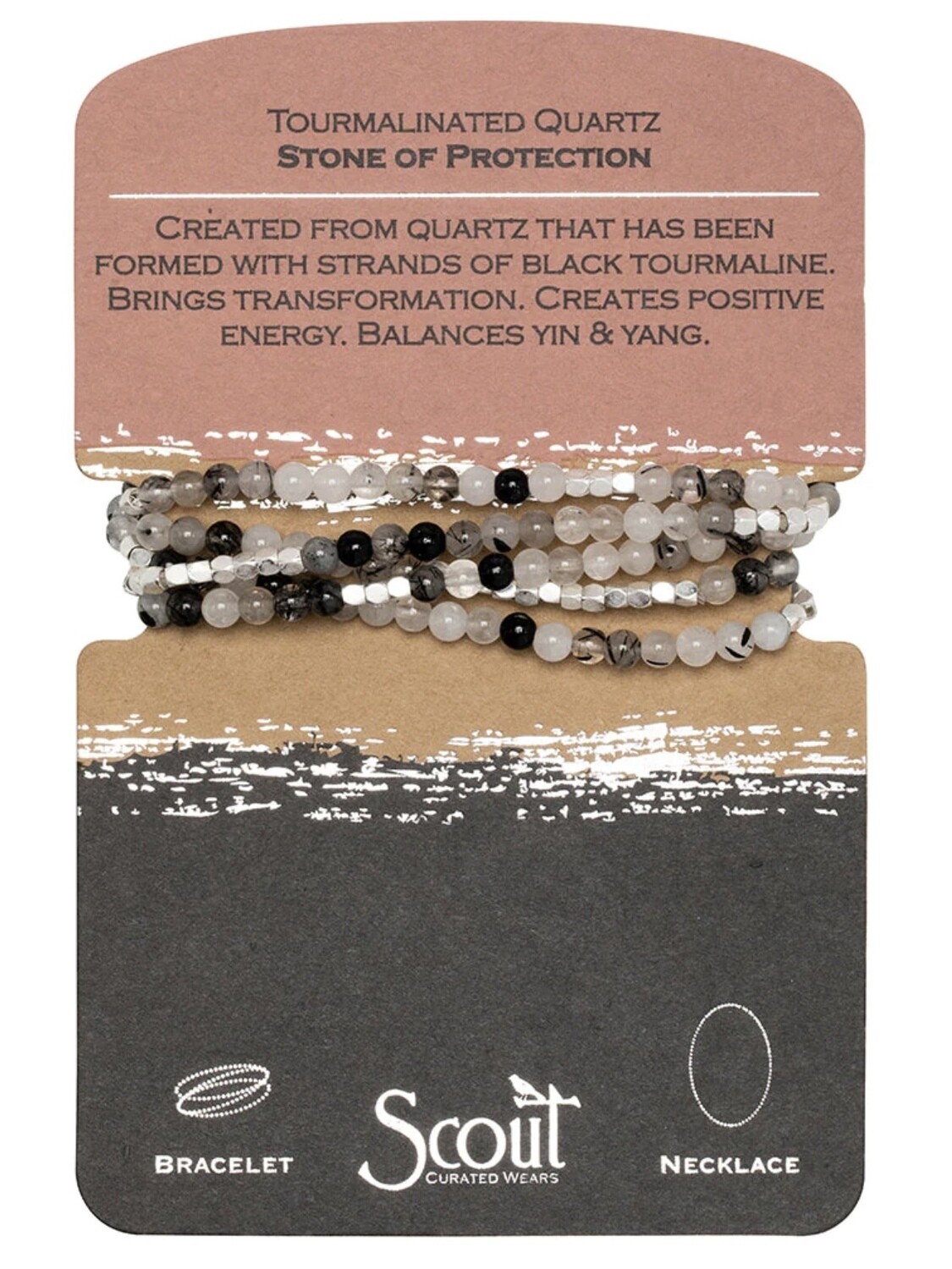 SW046 Stone Wrap Bracelet/Necklace - Tourmalinated Quartz