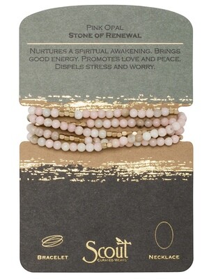 SW047 Stone Wrap Bracelet/Necklace - Pink Opal