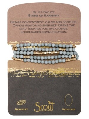 SW048 Stone Wrap Bracelet/Necklace - Blue Howlite