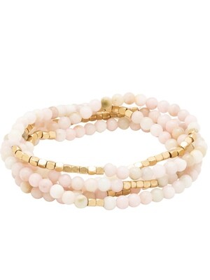 SW047  Stone Wrap Bracelet/Necklace - Pink Opal