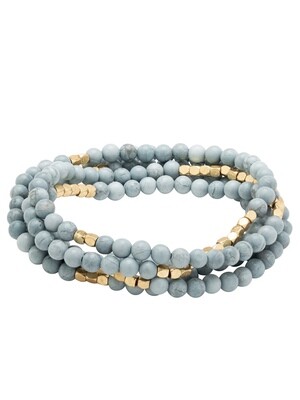 SW048 Stone Wrap Bracelet/Necklace - Blue Howlite