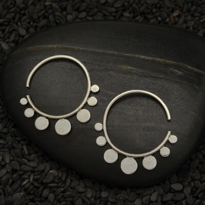 Sterling Silver Dotted Hoop Earrings - H12-3363