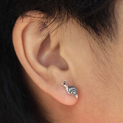 Sterling Silver Dimensional Snail Post Earrings - P6663