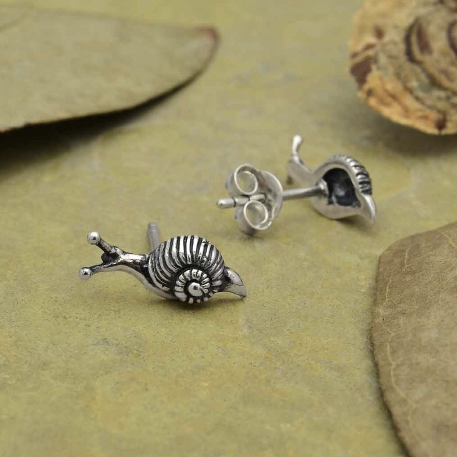 Sterling Silver Dimensional Snail Post Earrings - P6663