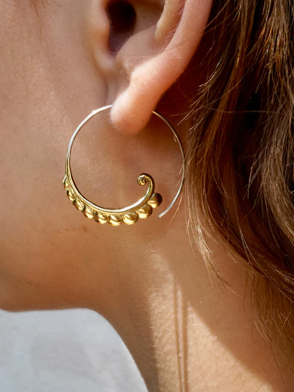 Illuminate Spiral Hoop Earrings in Brass &amp; Sterling Silver - IBE104