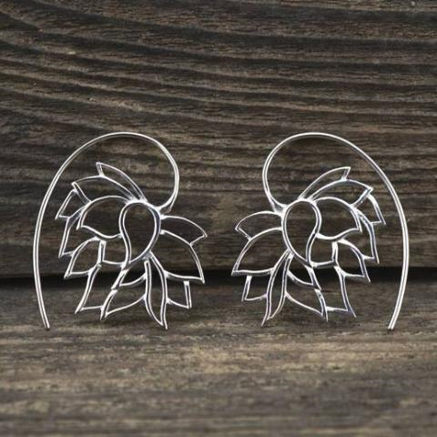 Sleeping Lotus Earrings in Sterling Silver - IBE158
