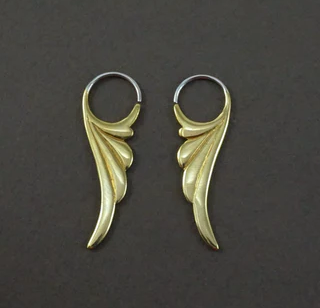 Fern Leaf Elf Hoop Earrings in Brass &amp; Sterling Silver - IBE282