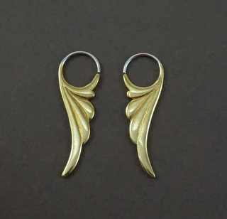 Fern Leaf Elf Hoop Earrings in Brass & Sterling Silver - IBE282