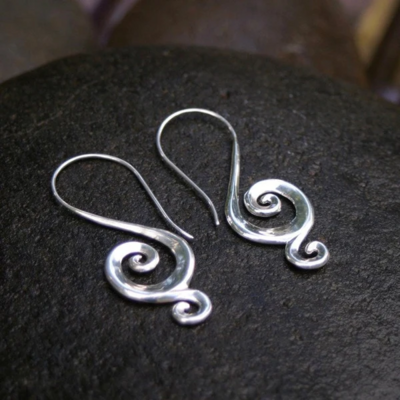 Tribal Swirl Earrings in Sterling Silver - IBE38