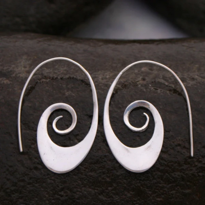 Tribal Spiral Earrings in Sterling Silver - IBE51