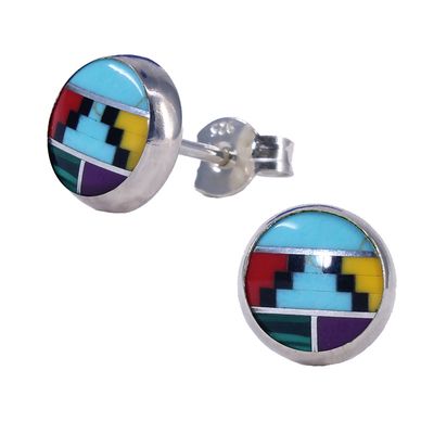 Mosaic 8mm Sterling Silver Circle Posts - P8-MOY