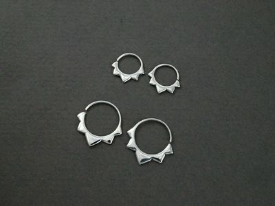 Small 14mm Flower Petal Sleeper Hoops in Sterling Silver - IBE276