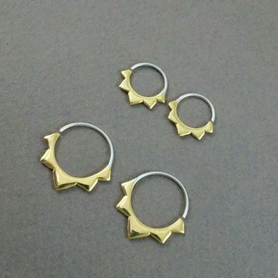 Tiny 9mm Flower Petal Sleeper Hoops in Brass &amp; Sterling Silver - IBE278