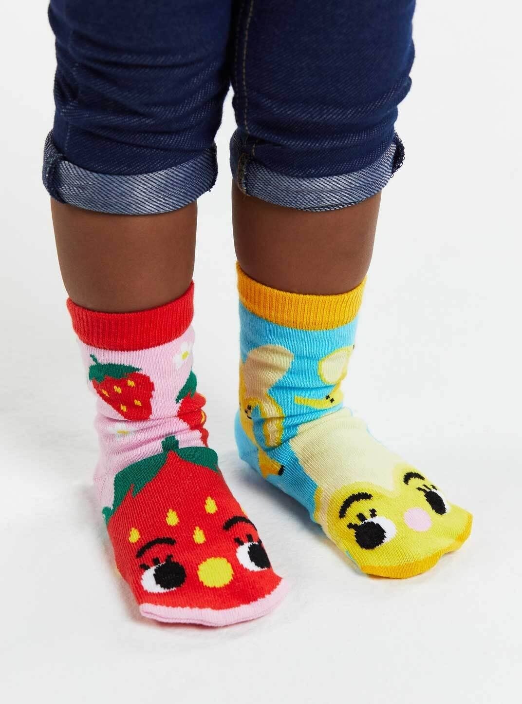 Pals Socks - Strawberry & Banana | Kids Socks | Mismatched Fun Socks