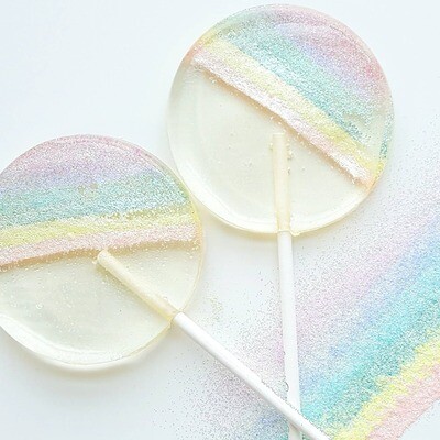 Pastel Rainbow Sparkle Lollipops - Cotton Candy