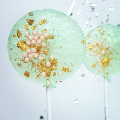 Sea Foam Green & Pink Lollipops - Pear