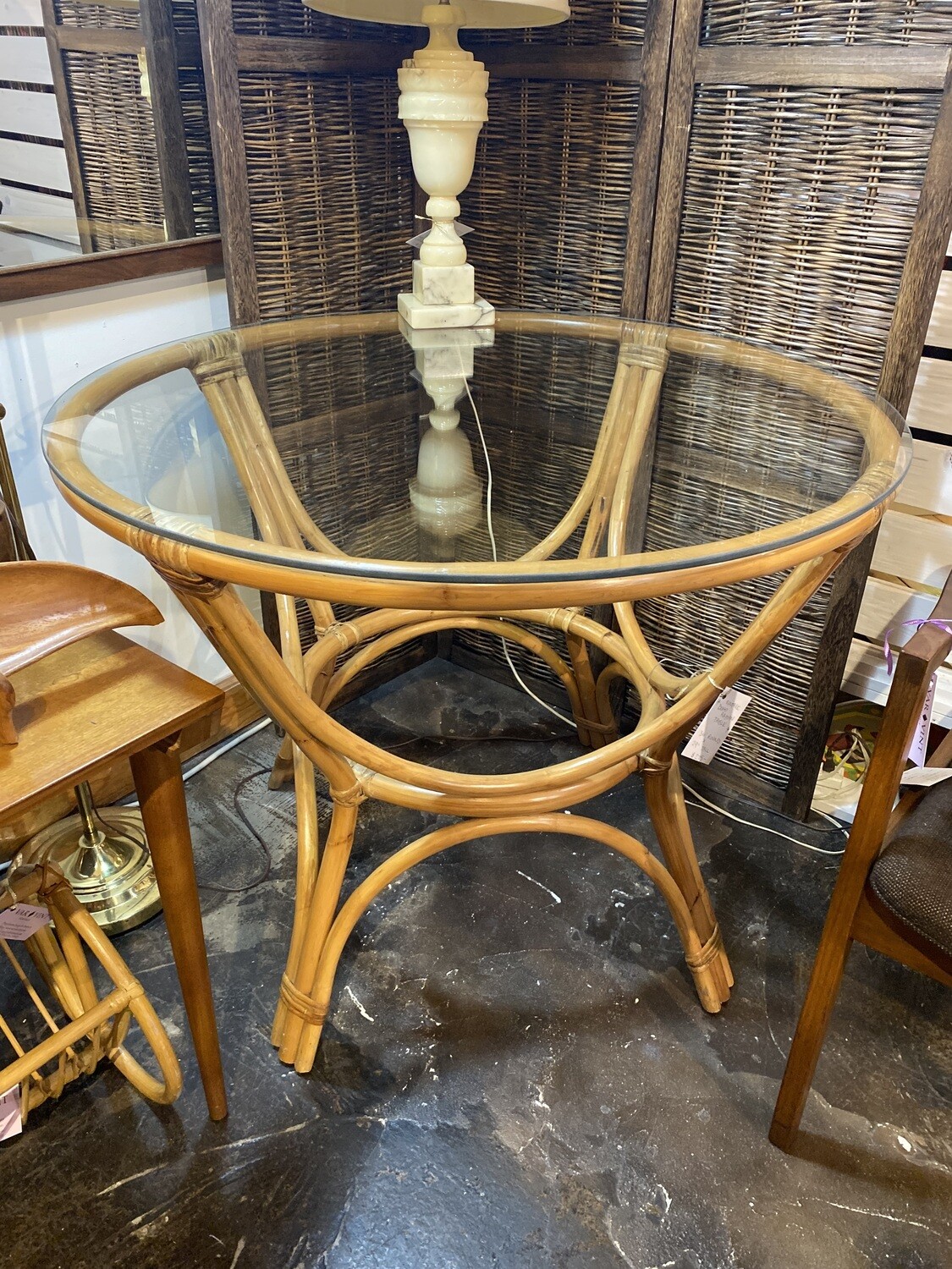 Vintage Rattan Round Glass Top Table – Shop Vintage