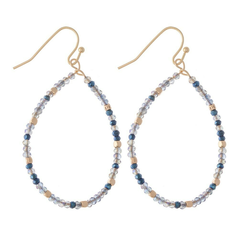 Beaded Teardrp earring, Color: Blue