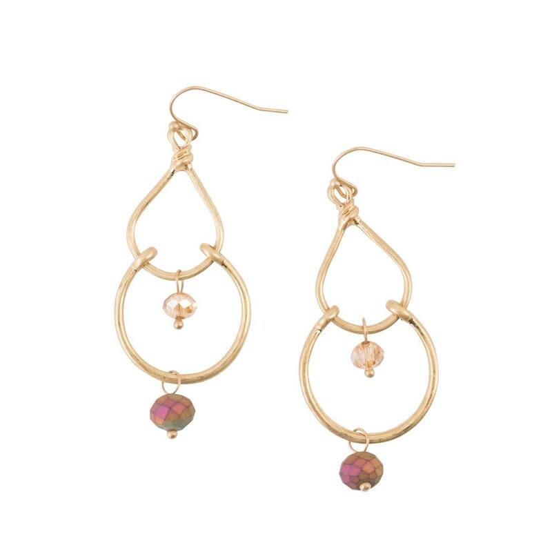 Double Loop with Crystal Dangle Earrings