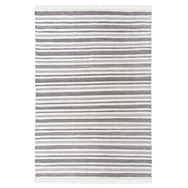 Textured Stripe Pattern Wool Rug 5’ x 8’