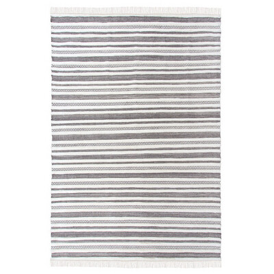 Textured Stripe Pattern Wool Rug 5’ x 8’