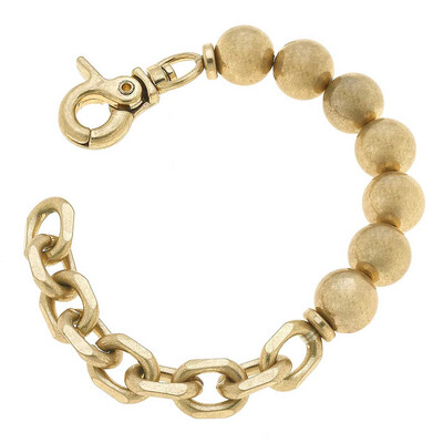 Mila Ribbed Metal Chunky Chain Bracelet Worn Gold