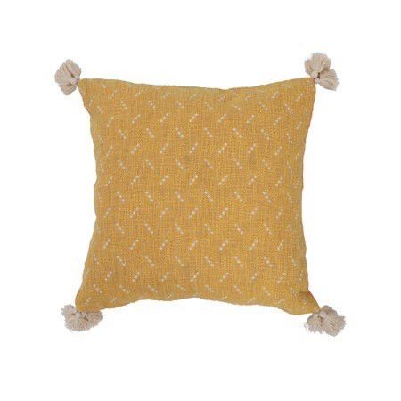 Cotton Slub Pillow w Embroidered Dots (gold)