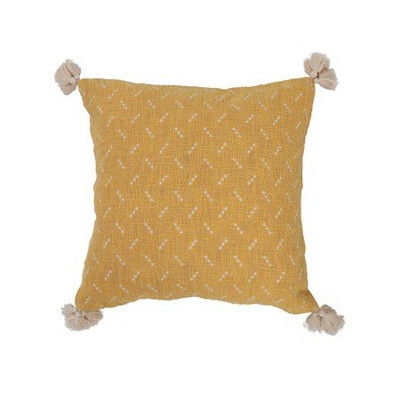 Cotton Slub Pillow w Embroidered Dots (gold)