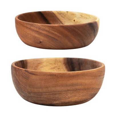 Round Acacia Wood Bowl Set