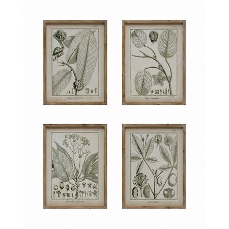Wood Framed Glass Wall Decor (w/Plant)