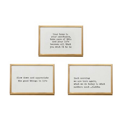 Metal & Glass Frame w/ Easel & Saying, Gold Finish