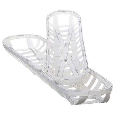 Distressed White Oblong Tobacco Baskets