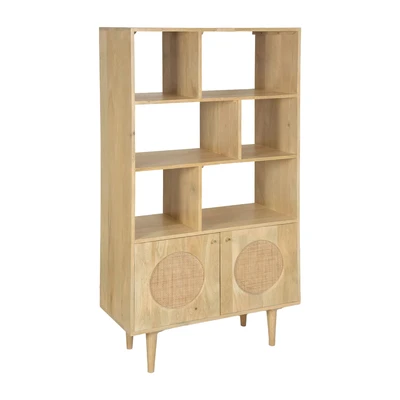 wood 63'' h multi shelves w cabinet