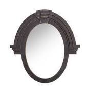 Distressed Black Oval Mirror 38”