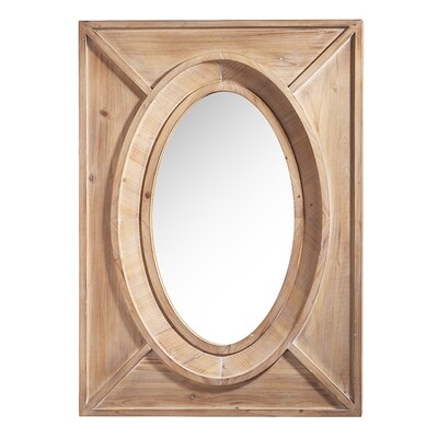 Rectangular Natural Wooden Mirror Wall Decor 42”