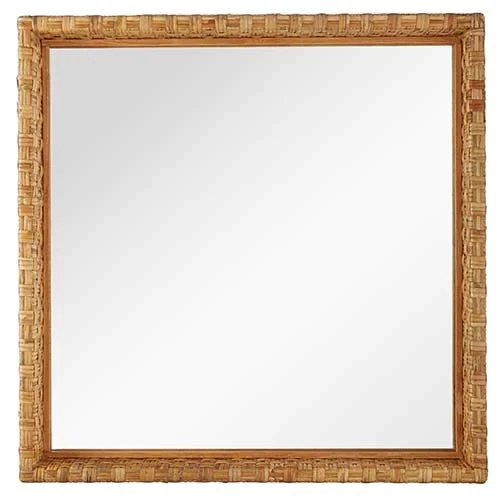 Rattan Frame Mirrored Wall Decor 28.5”