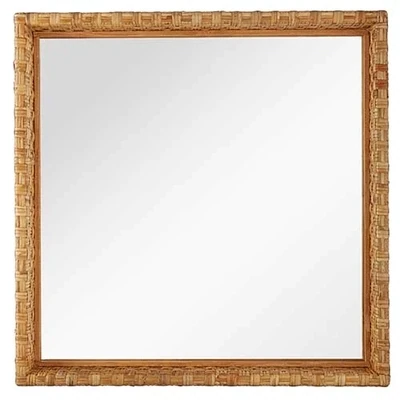 Rattan Frame Mirrored Wall Decor 28.5”