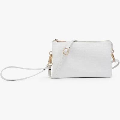 Riley Monogrammable 3 Compartment Crossbody/Wristlet in White