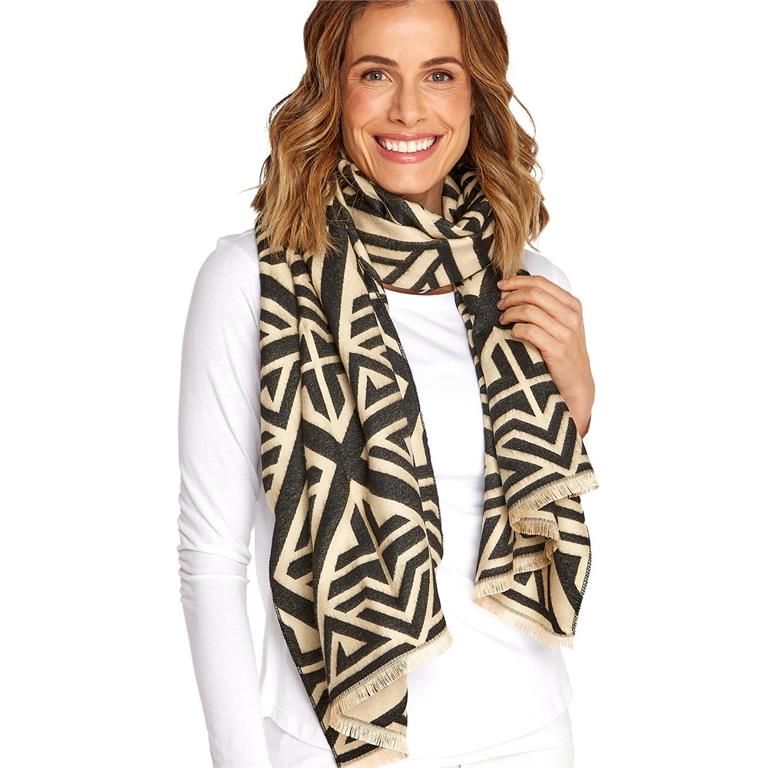 Double Sided Scarf Black and Cream