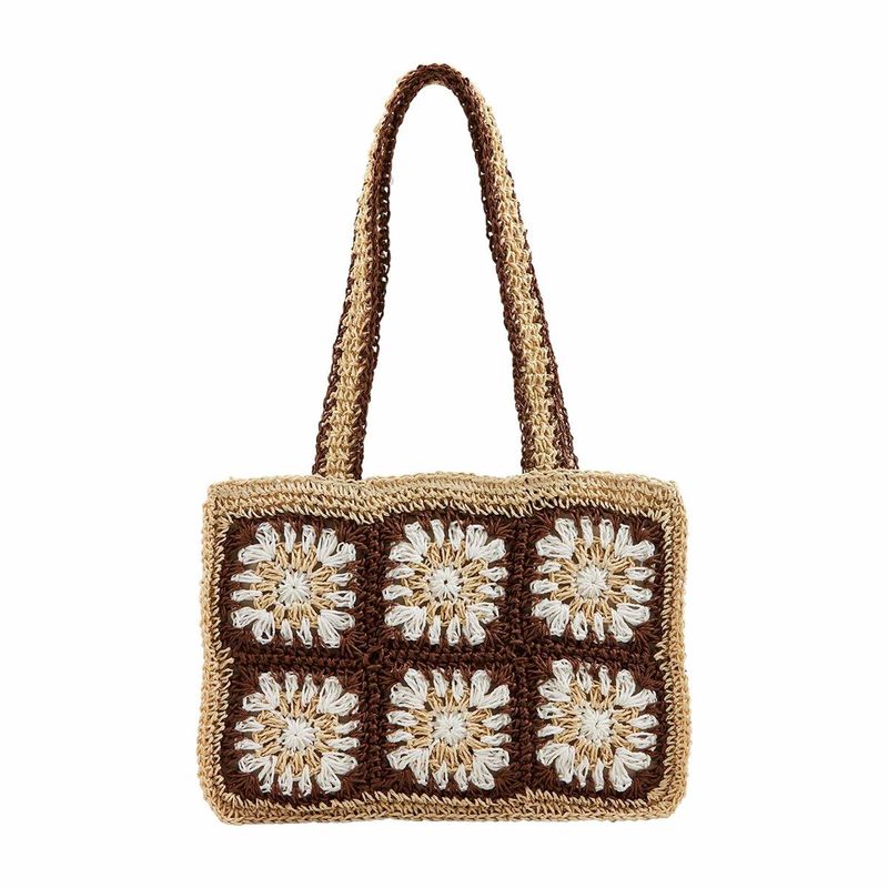 Natural Floral Crochet Mini Tote