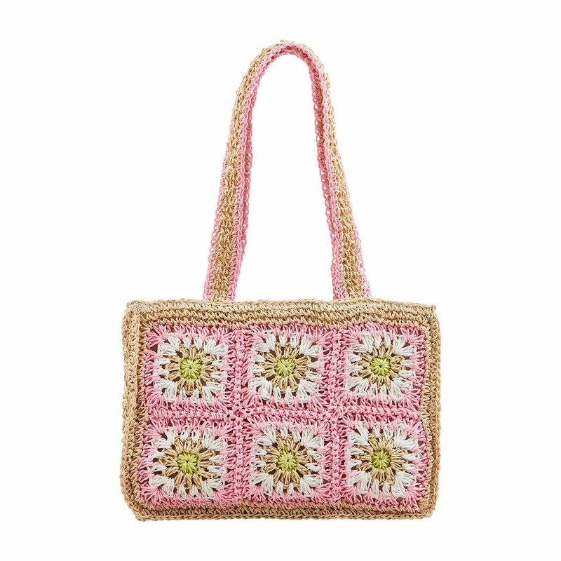 Pink Floral Crochet Mini Tote