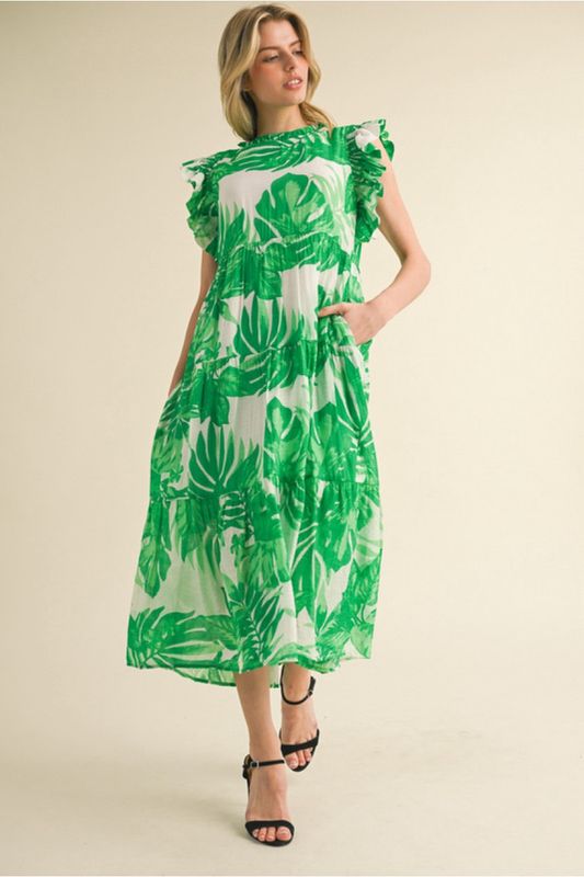 Green Tropical Leaf Dress