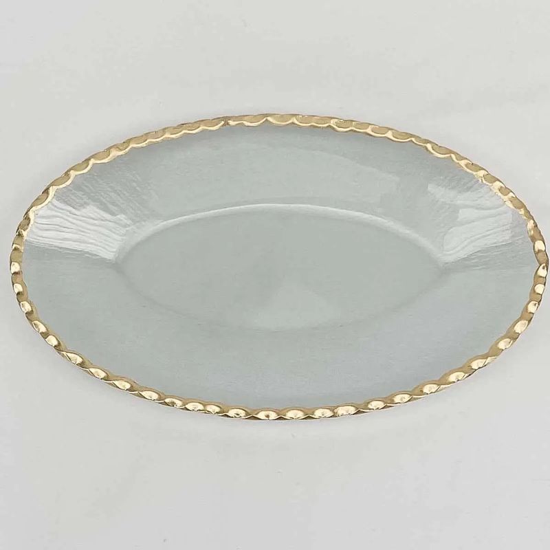 Cordova Oval Serving Tray Clear/Gold 13.3x8