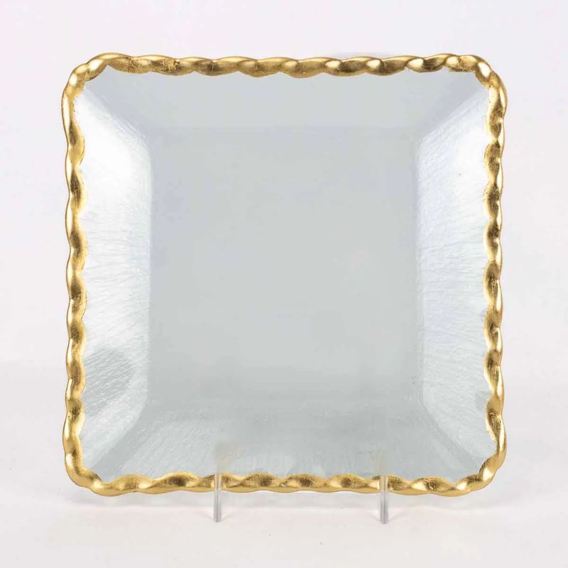 Latouche Square Serving Tray Clear/Gold 8x8