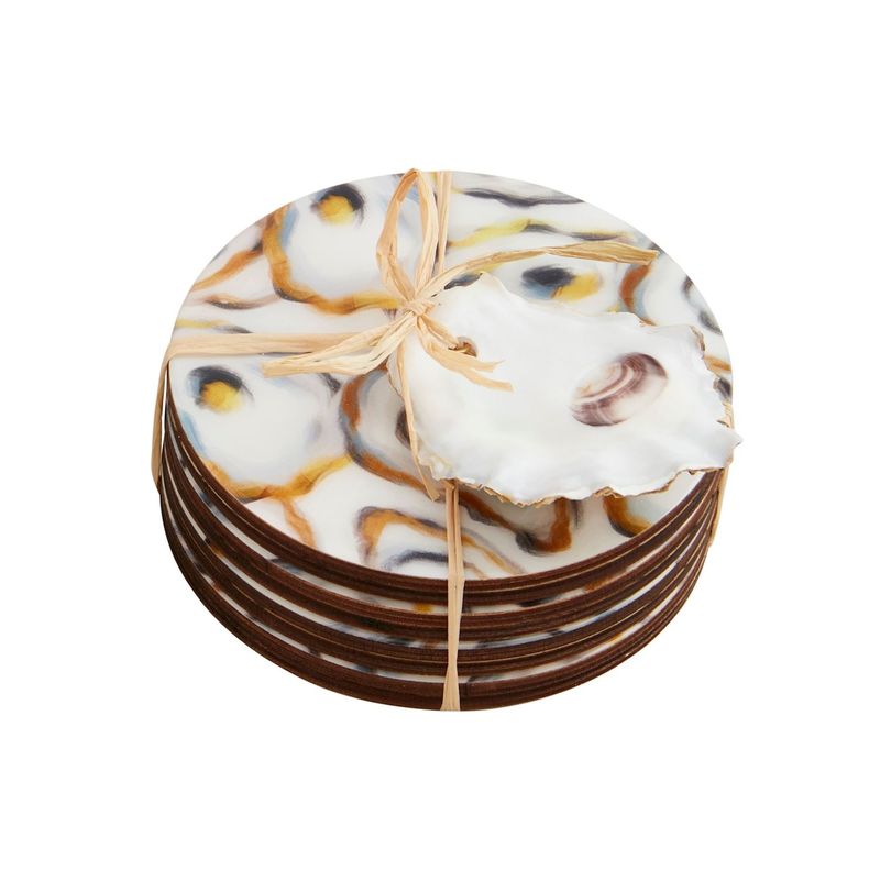 White oyster Enamel Coaster Set