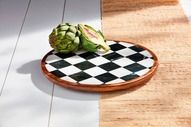 Checkered Marble Lazy Susan